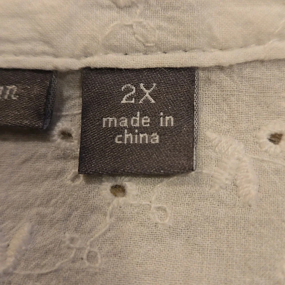 Apt. 9 Embroidered Eyelet Lace White Blouse Women Size 2X - Picture 9 of 14